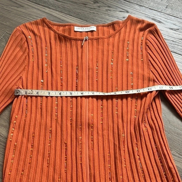 🔥lucien Daunois🔥 | Vintage orange knit beaded zip up cardigan - Picture 6 of 10